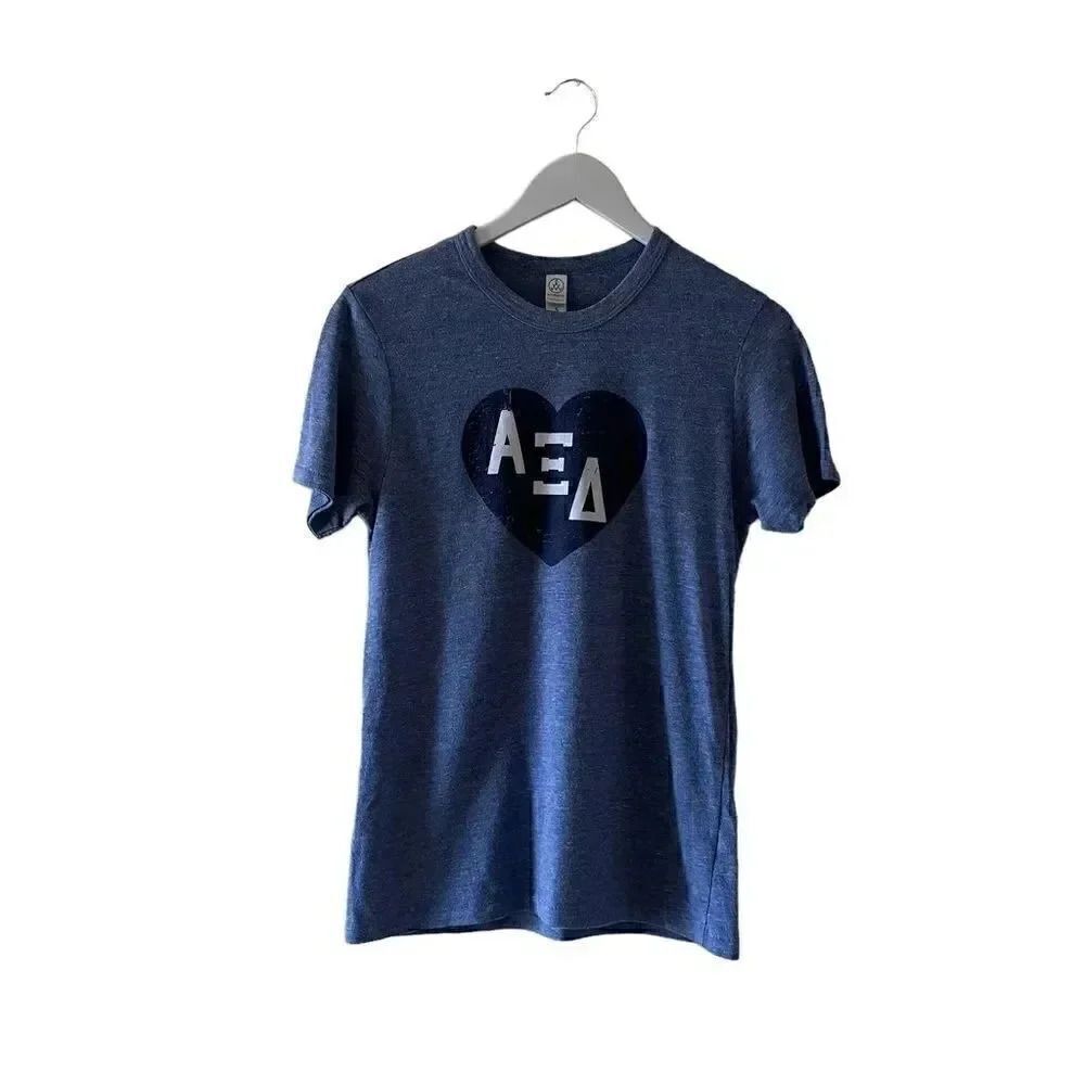 Alternative Earth Cotton Blend Blue Women’s Short Sleeves Heart T-Shirt SZ S
